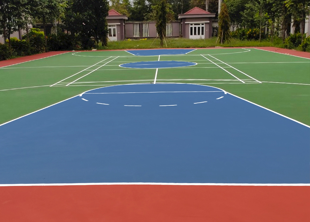 Sơn sân bóng rổ 2 lớp sơn 10% hạt cao su MIXSPORTS